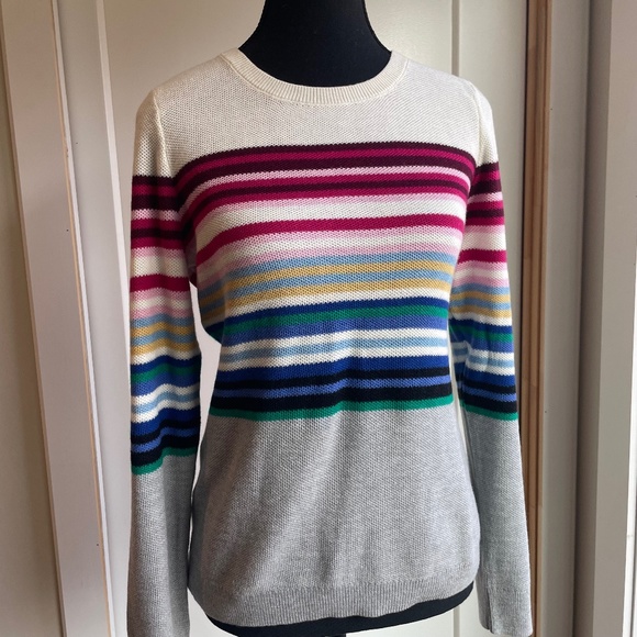 NWT. Talbots Tuck in Sweater Rose Blue Green. Stripe - Picture 1 of 11